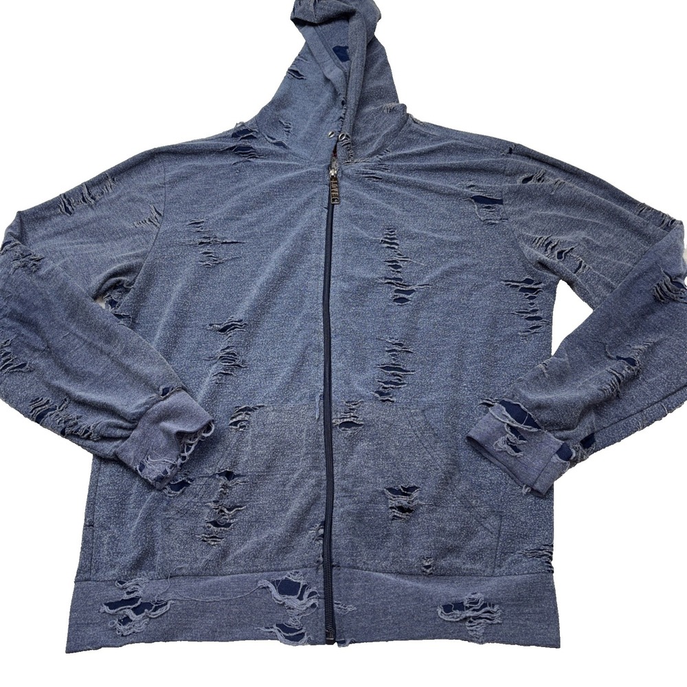 Thrill-94 distressed "Love"‎ hoodie blue XL